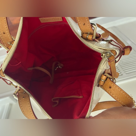 Dooney & Bourke White and Tan Shoulder Bag with Leather Accents - Picture 7 of 10